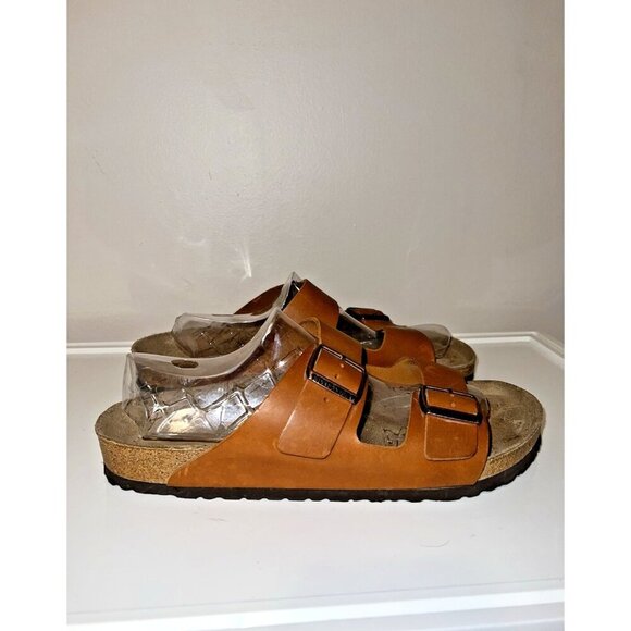 BIRKENSTOCK Arizona Cognac Leather Mens Sz 45/ M12 Narrow - Picture 1 of 10